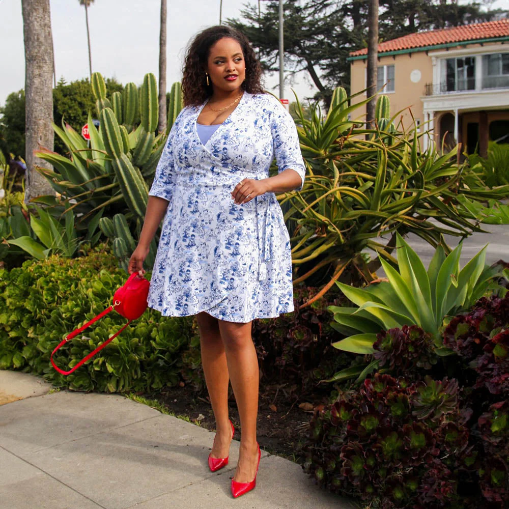 Mini Wrap Dress - Passion au Jardin - L'Amour Bleu - Image 11