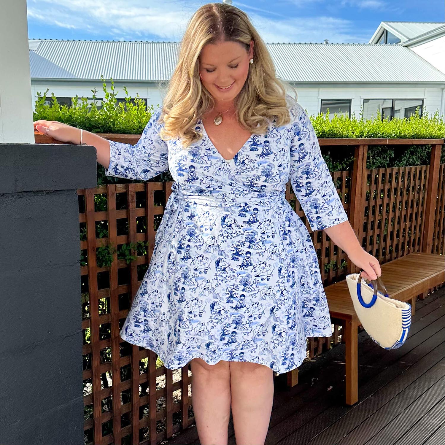 Mini Wrap Dress - Passion au Jardin - L'Amour Bleu - Image 7